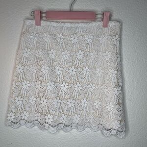 Zara embroidery cream skirt xs